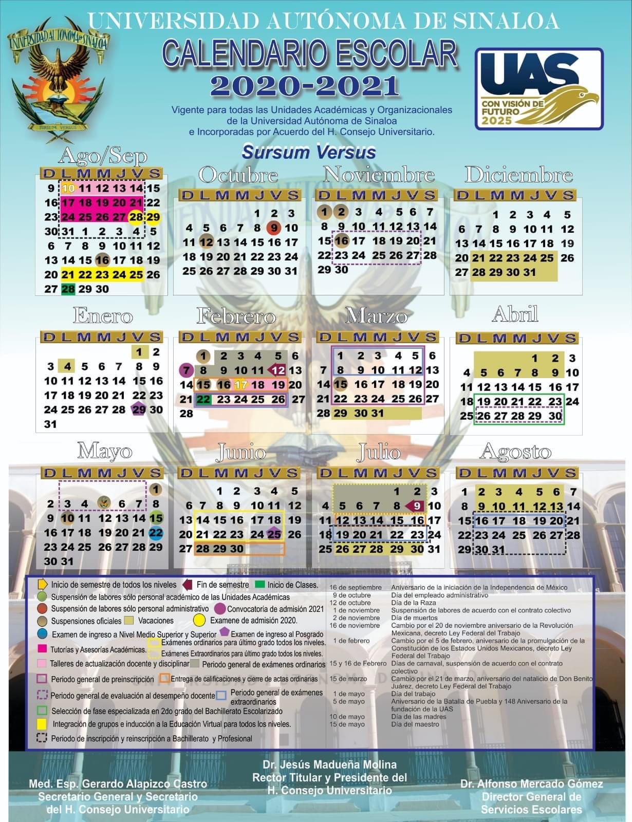 Realiza la UAS ajustes al Calendario Escolar 2020-2021