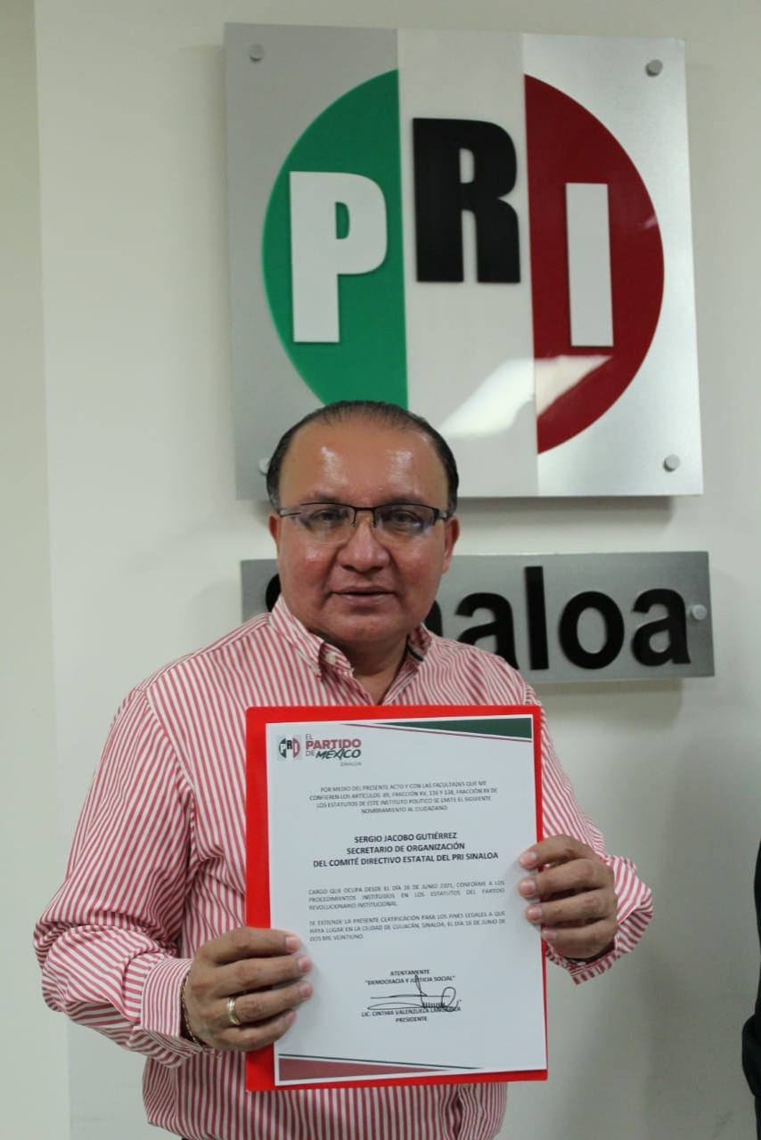 Sergio Jacobo Gutiérrez, nuevo secretario general del PRI en Sinaloa