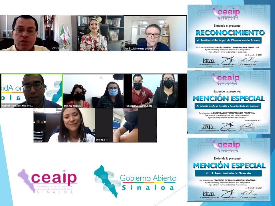 Reconoce Ceaip al Implan Ahome por ejercicio de transparencia proactiva
