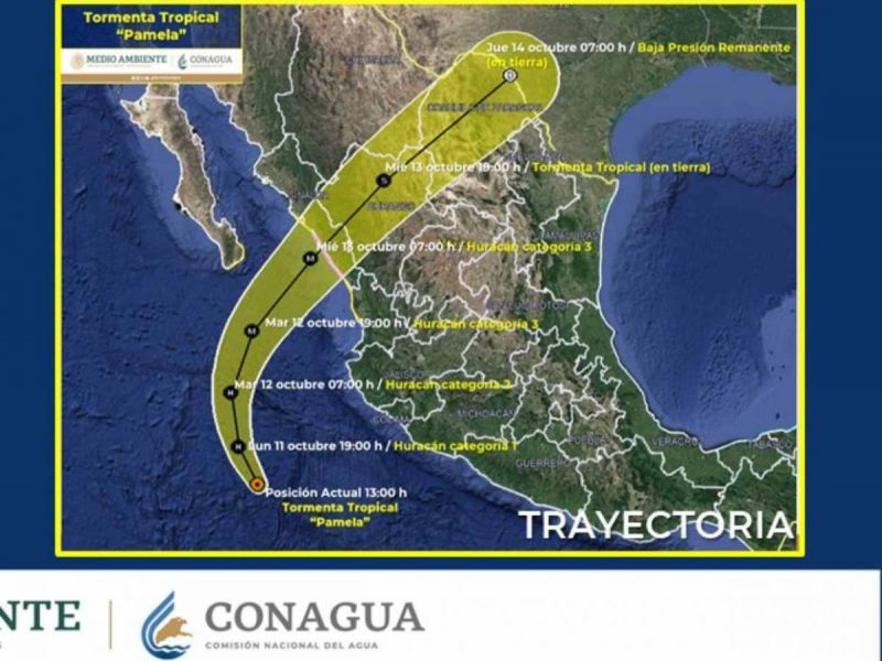 ‘Pamela’ tocará tierra en Sinaloa como huracán, alerta Conagua