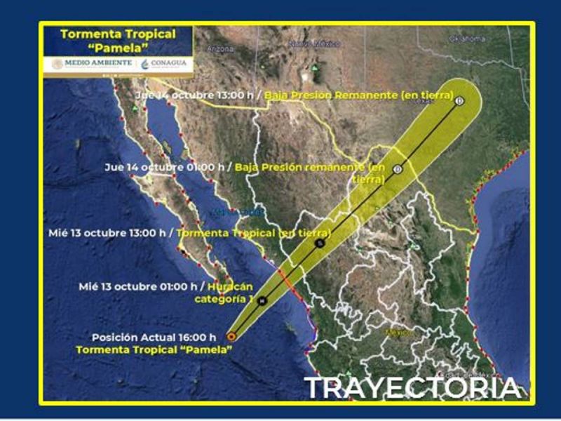 ‘Pamela’ se debilita a tormenta tropical frente a costas de Baja California Sur