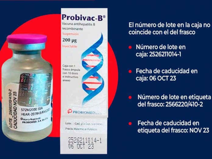 Se recomienda la suspensión inmediata del suministro de este producto. (Cofepris)