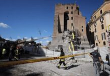 Se derrumba parte de una torre medieval en Roma (VIDEO)