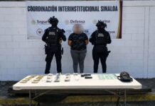 ¡Quería huir! Detienen a una mujer armada y con presunta droga en el sector Montebello, en Culiacán