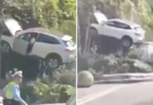 VIDEO: Un auto ‘flota en el aire’ tras estrellarse