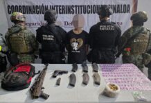 En posesión de un AK-47 y presunta droga, detienen a un civil en la Díaz Ordaz, en Culiacán