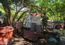 Marina y autoridades federales inhabilitan narcolaboratorio en Las Tinajas, municipio de Elota